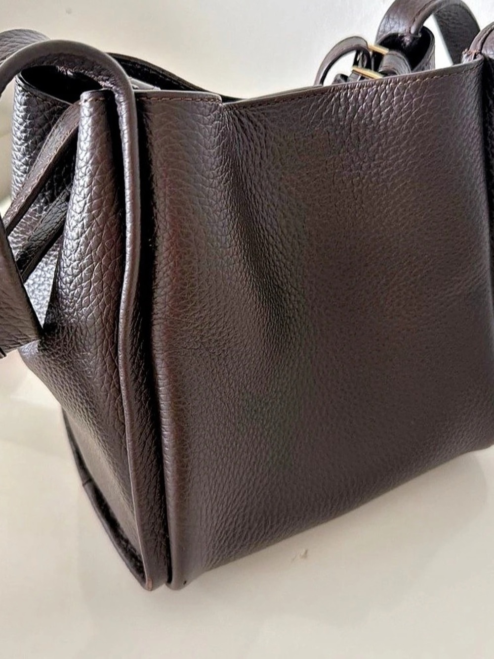Leather-Texture Tote in Brown Like New